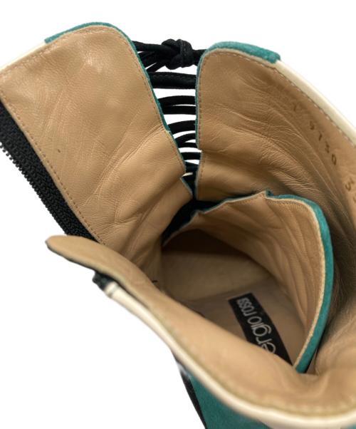 sergio rossi（セルジオロッシ）sergio rossi (セルジオロッシ) レースアップ グリッター ショートブーツ グリーン サイズ:35 1/2の古着・服飾アイテム