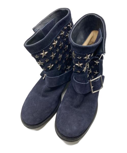 JIMMY CHOO（ジミーチュウ）JIMMY CHOO (ジミーチュウ) スタッズスウェードエンジニアブーツ ネイビー サイズ:36の古着・服飾アイテム
