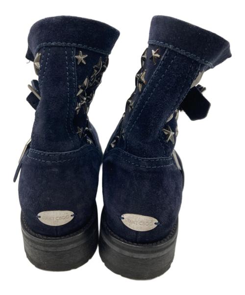 JIMMY CHOO（ジミーチュウ）JIMMY CHOO (ジミーチュウ) スタッズスウェードエンジニアブーツ ネイビー サイズ:36の古着・服飾アイテム