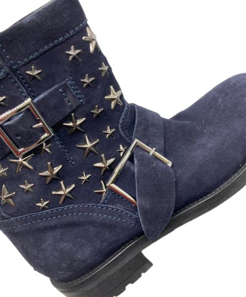 JIMMY CHOO（ジミーチュウ）JIMMY CHOO (ジミーチュウ) スタッズスウェードエンジニアブーツ ネイビー サイズ:36の古着・服飾アイテム