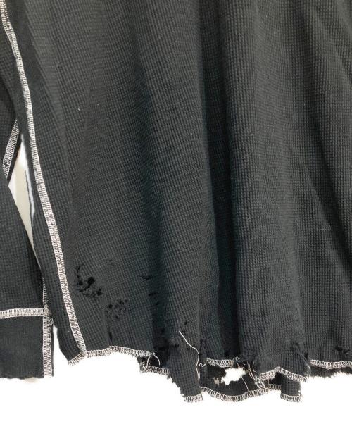 ANCELLM（アンセルム）ANCELLM (アンセルム) DAMAGE WAFFLE CREW LS T-SHIRT ブラック サイズ:1の古着・服飾アイテム