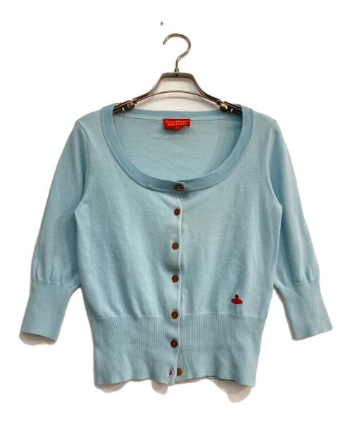 Vivienne Westwood RED LABEL（ヴィヴィアンウエストウッドレッドレーベル）Vivienne Westwood RED LABEL (ヴィヴィアンウエストウッドレッドレーベル) オーブ刺繍カーディガン スカイブルー サイズ:2の古着・服飾アイテム