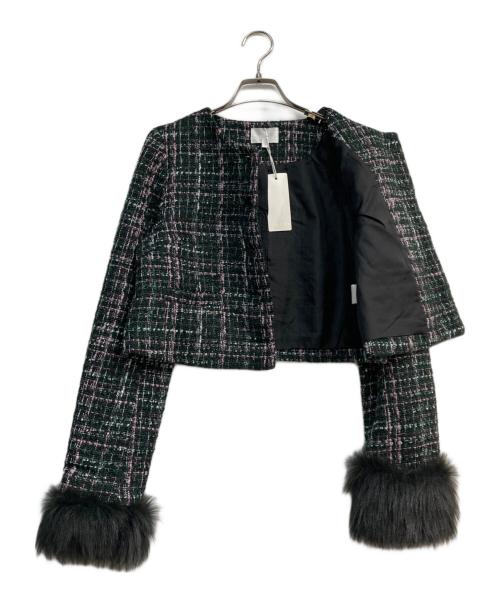 rienda（リエンダ）rienda (リエンダ) 2WAYツイードショートジャケット グリーン サイズ:S 未使用品の古着・服飾アイテム