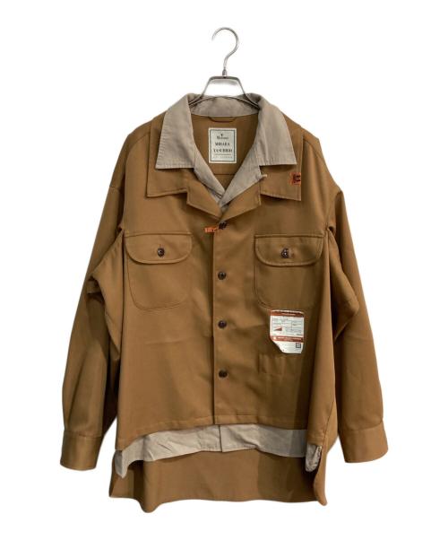 Maison MIHARA YASUHIRO（メゾン ミハラ ヤスヒロ）Maison MIHARA YASUHIRO (メゾン ミハラ ヤスヒロ) Double Layered Work Shirt　A07SH077 ブラウン サイズ:46の古着・服飾アイテム
