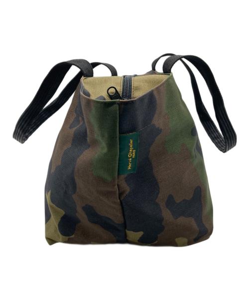 Herve Chapelier（エルベシャプリエ）Herve Chapelier (エルベシャプリエ) 迷彩舟形トートバッグ カーキ×ブラウンの古着・服飾アイテム