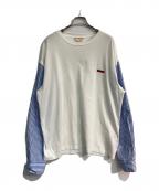 MARNIマルニ）の古着「ダメージ加工ドッキングカットソー　　HUMU0252QX」｜ホワイト×ブルー