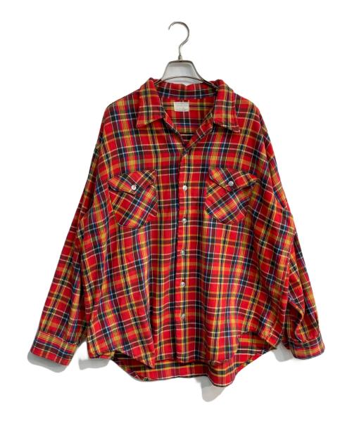 OSH KOSH（オシュコシュ）OSH KOSH (オシュコシュ) チェックシャツ　60～70’s レッド サイズ:XLの古着・服飾アイテム