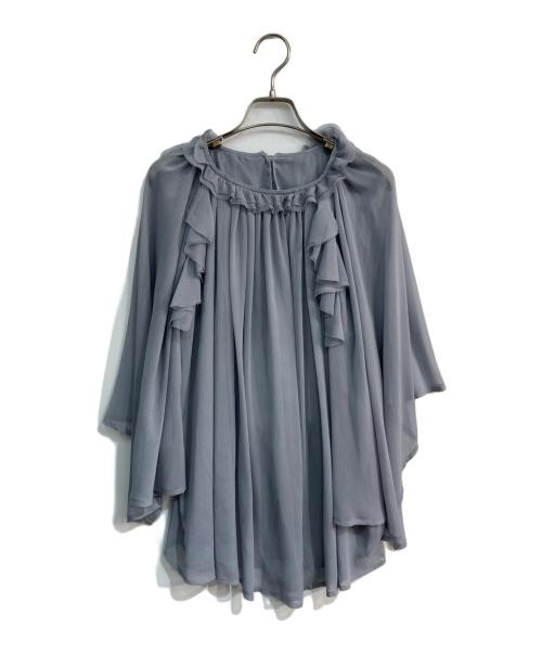 L'AUBE BLANC（ローブ ブラン）L'AUBE BLANC (ローブ ブラン) Ruffle chiffon Blouse　24SP-18 ブルー サイズ:Freeの古着・服飾アイテム