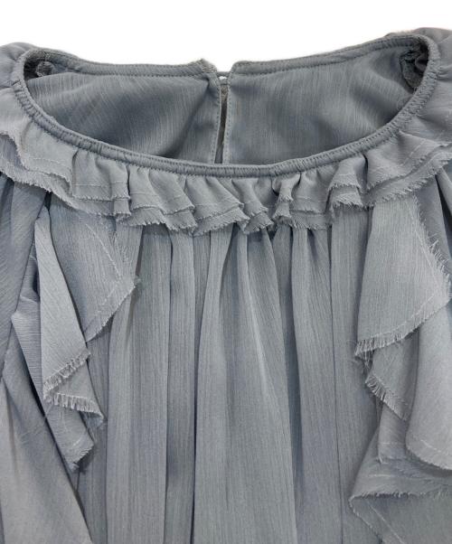 L'AUBE BLANC（ローブ ブラン）L'AUBE BLANC (ローブ ブラン) Ruffle chiffon Blouse　24SP-18 ブルー サイズ:Freeの古着・服飾アイテム