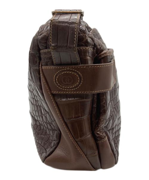 GUCCI（グッチ）GUCCI (グッチ) クロコレザーショルダーバッグ ブラウンの古着・服飾アイテム