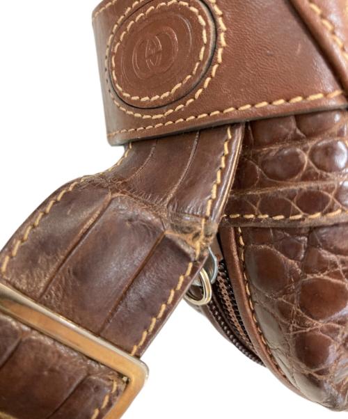 GUCCI（グッチ）GUCCI (グッチ) クロコレザーショルダーバッグ ブラウンの古着・服飾アイテム