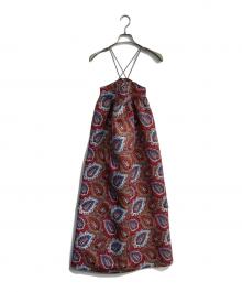 SOLEIADO（ソレイアード）の古着「ポリエステルプリントキャミソールワンピース　75-06-42-06601」｜レッド×ブルー