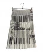 PLEATS PLEASEプリーツプリーズ）の古着「プリーツスカート　PP71-JG665」｜ホワイト×ブラック