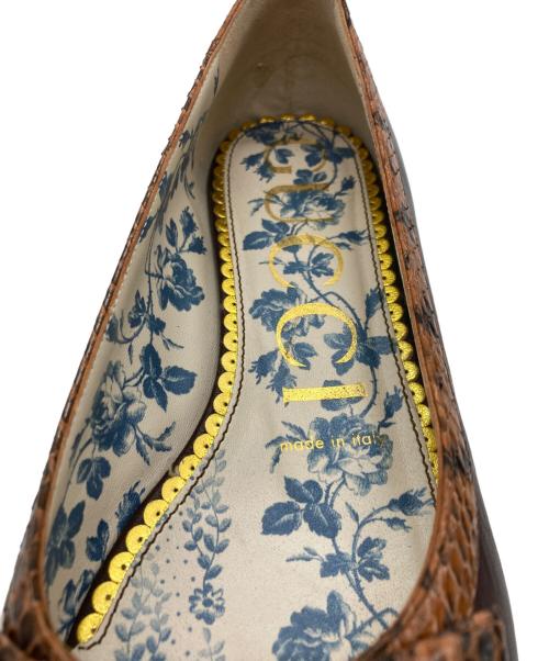 GUCCI（グッチ）GUCCI (グッチ) リボンレザーパンプス ブラウン サイズ:36.5の古着・服飾アイテム