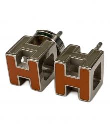 HERMES（エルメス）の古着「カージュドアッシュ Hキューブ ピアス」｜オレンジ×シルバー