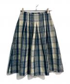 O'NEIL OF DUBLINオニールオブダブリン）の古着「SOFT PLEAT SKIRT　24769」｜グリーン×アイボリー