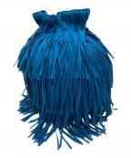 PLEATS PLEASEプリーツプリーズ）の古着「プリーツフリンジ巾着バッグ」｜ブルー