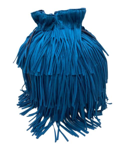 PLEATS PLEASE（プリーツプリーズ）PLEATS PLEASE (プリーツプリーズ) プリーツフリンジ巾着バッグ ブルーの古着・服飾アイテム