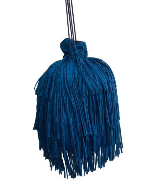 PLEATS PLEASE（プリーツプリーズ）PLEATS PLEASE (プリーツプリーズ) プリーツフリンジ巾着バッグ ブルーの古着・服飾アイテム