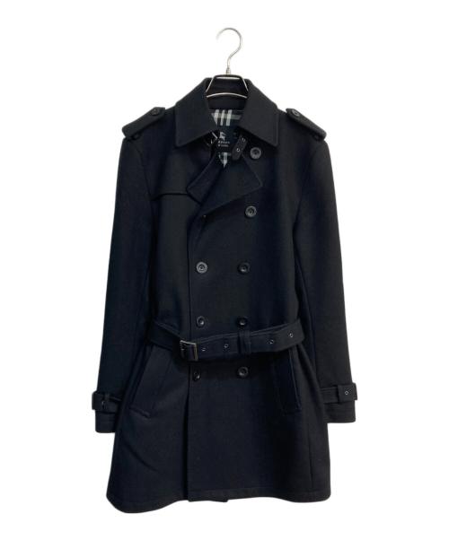 BURBERRY BLACK LABEL（バーバリーブラックレーベル）BURBERRY BLACK LABEL (バーバリーブラックレーベル) カシミヤ混ウールトレンチコート/メルトンコート　BMC60-704-09 ブラック サイズ:Mの古着・服飾アイテム