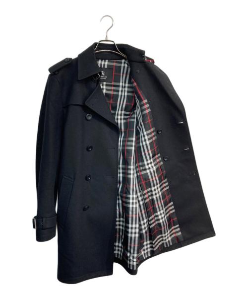 BURBERRY BLACK LABEL（バーバリーブラックレーベル）BURBERRY BLACK LABEL (バーバリーブラックレーベル) カシミヤ混ウールトレンチコート/メルトンコート　BMC60-704-09 ブラック サイズ:Mの古着・服飾アイテム