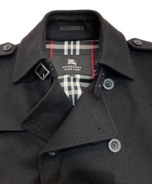 BURBERRY BLACK LABEL（バーバリーブラックレーベル）BURBERRY BLACK LABEL (バーバリーブラックレーベル) カシミヤ混ウールトレンチコート/メルトンコート　BMC60-704-09 ブラック サイズ:Mの古着・服飾アイテム