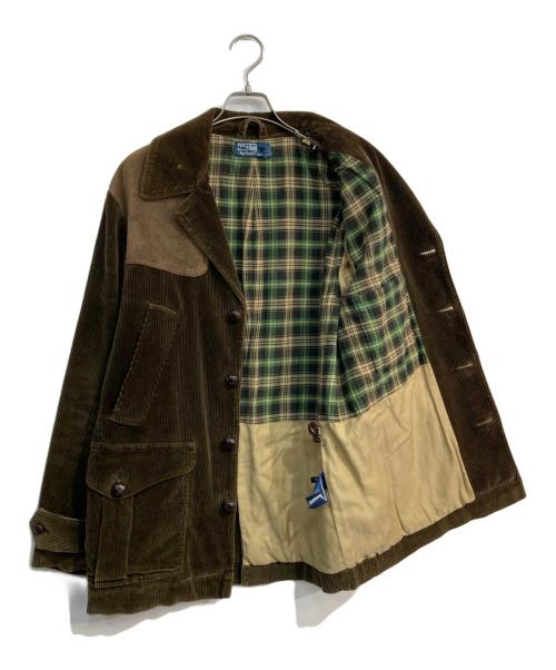 POLO RALPH LAUREN（ポロ・ラルフローレン）POLO RALPH LAUREN (ポロ・ラルフローレン) 太畝コーデュロイ レザー切替ジャケット ブラウン サイズ:Lの古着・服飾アイテム