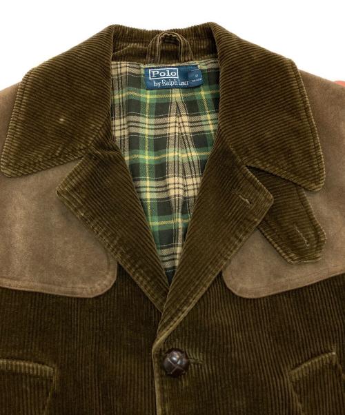 POLO RALPH LAUREN（ポロ・ラルフローレン）POLO RALPH LAUREN (ポロ・ラルフローレン) 太畝コーデュロイ レザー切替ジャケット ブラウン サイズ:Lの古着・服飾アイテム