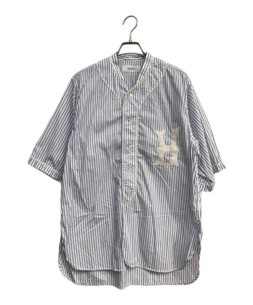 HaRi（ハリ）HARi (ハリ) JOURNAL STANDARD LUXE (ジャーナルスタンダード ラックス) 別注BASE BALL SHIRT ホワイト×ネイビー サイズ:2の古着・服飾アイテム