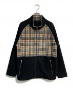BURBERRY BLACK LABELバーバリーブラックレーベル）の古着「ノバチェックフリースジャケット　BMV82-921-47」｜ブラック×ベージュ