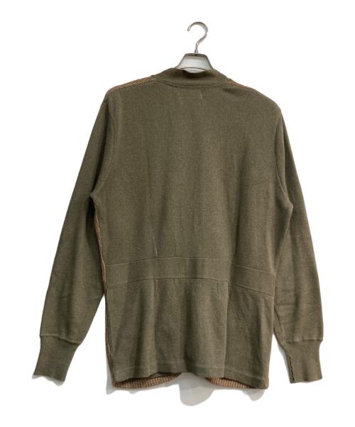 RRL（ダブルアールエル）RRL (ダブルアールエル) コットンリネンニットカーディガン ブラウン×カーキ サイズ:Lの古着・服飾アイテム