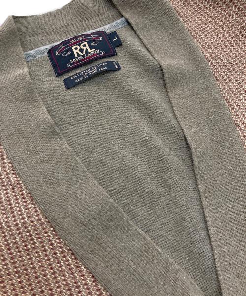 RRL（ダブルアールエル）RRL (ダブルアールエル) コットンリネンニットカーディガン ブラウン×カーキ サイズ:Lの古着・服飾アイテム