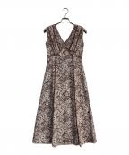 HER LIP TOハーリップトゥ）の古着「Lace Trimmed Floral Dress」｜ブラウン