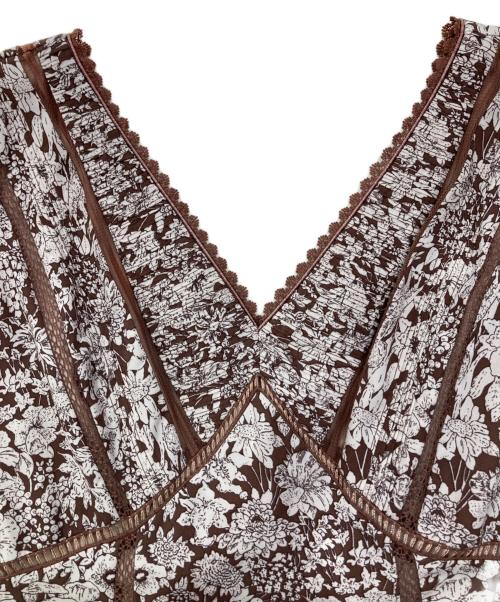 HER LIP TO（ハーリップトゥ）Her lip to (ハーリップトゥ) Lace Trimmed Floral Dress ブラウン サイズ:Sの古着・服飾アイテム