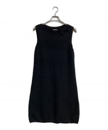 RED VALENTINO（レッドヴァレンティノ）の古着「リボンノースリーブニットワンピース」｜ブラック