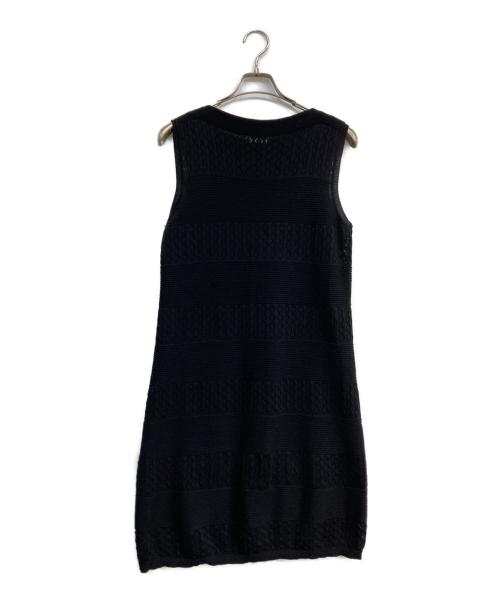 RED VALENTINO（レッドヴァレンティノ）RED VALENTINO (レッドヴァレンティノ) リボンノースリーブニットワンピース ブラック サイズ:Mの古着・服飾アイテム