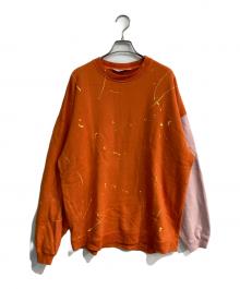 MUSIC SAVED MY LIFE（ミュージック セイブ マイ ライフ）の古着「ペイントバイカラースウェット　M101-02L5-CL51」｜オレンジ