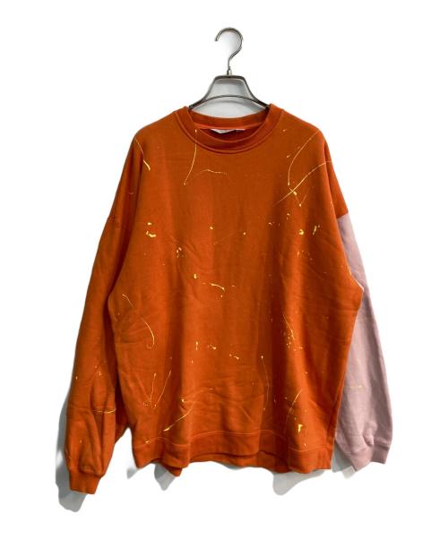 MUSIC SAVED MY LIFE（ミュージック セイブ マイ ライフ）MUSIC SAVED MY LIFE (ミュージック セイブ マイ ライフ) ペイントバイカラースウェット　M101-02L5-CL51 オレンジ サイズ:Lの古着・服飾アイテム