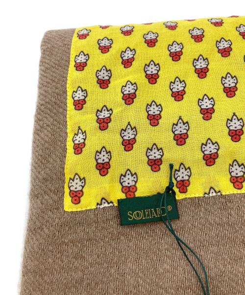 SOULEIADO（ソレイアード）SOULEIADO (ソレイアード) ウールプリントコンビ ストール ブラウンの古着・服飾アイテム