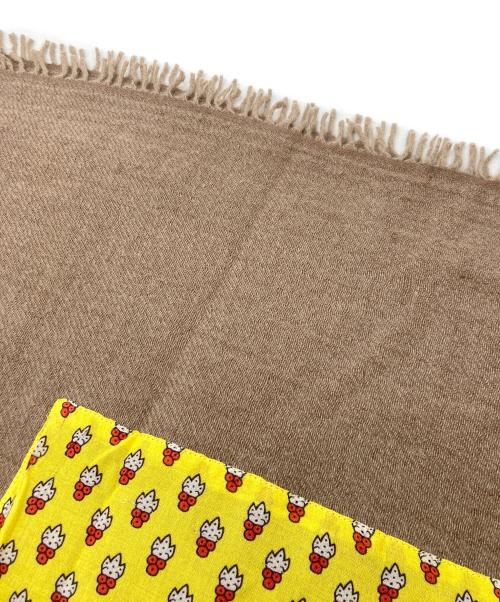 SOULEIADO（ソレイアード）SOULEIADO (ソレイアード) ウールプリントコンビ ストール ブラウンの古着・服飾アイテム