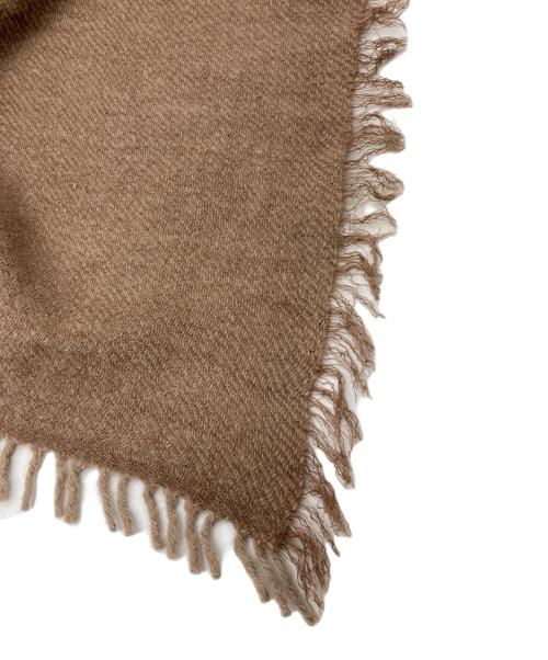 SOULEIADO（ソレイアード）SOULEIADO (ソレイアード) ウールプリントコンビ ストール ブラウンの古着・服飾アイテム