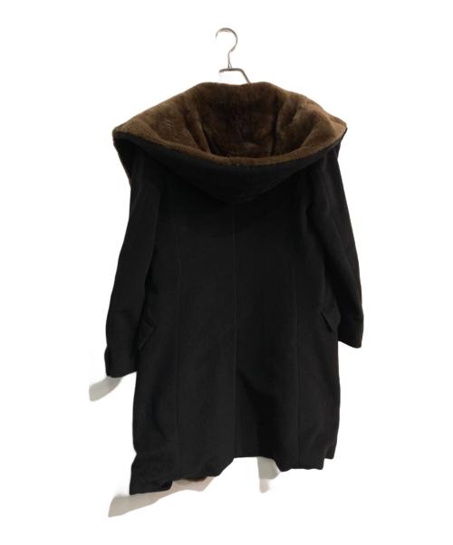 MaxMara（マックスマーラ）MaxMara (マックスマーラ) ウールカシミヤフーデッドコート　白タグ ブラック サイズ:J40の古着・服飾アイテム