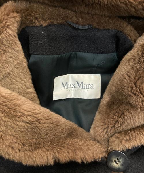 MaxMara（マックスマーラ）MaxMara (マックスマーラ) ウールカシミヤフーデッドコート　白タグ ブラック サイズ:J40の古着・服飾アイテム