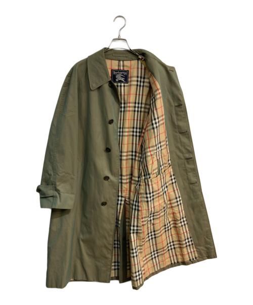 Burberry's（バーバリー）Burberry's (バーバリーズ) 裏ノバチェックステンカラーコート グリーン サイズ:-の古着・服飾アイテム