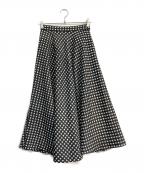 M-premierBLACKエムプルミエブラック）の古着「ギンガムチェックサーキュラースカート」｜ホワイト×ブラック