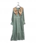 PAMEO POSEパメオポーズ）の古着「Big Bow Dress」｜グリーン×ベージュ