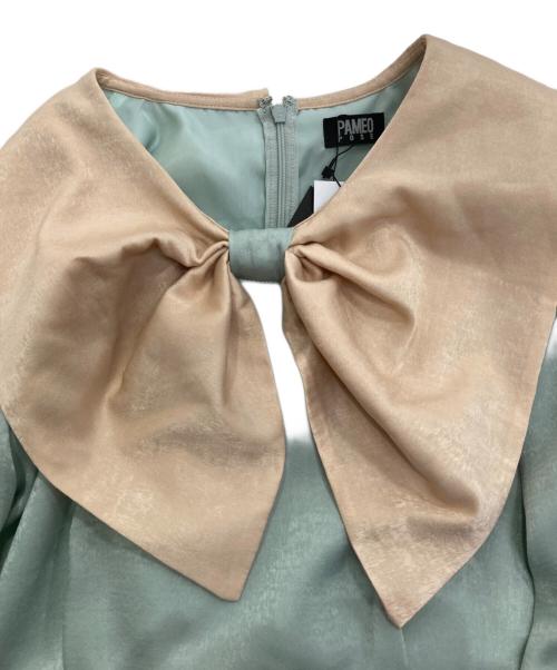 PAMEO POSE（パメオポーズ）PAMEO POSE (パメオポーズ) Big Bow Dress グリーン×ベージュ サイズ:S 未使用品の古着・服飾アイテム
