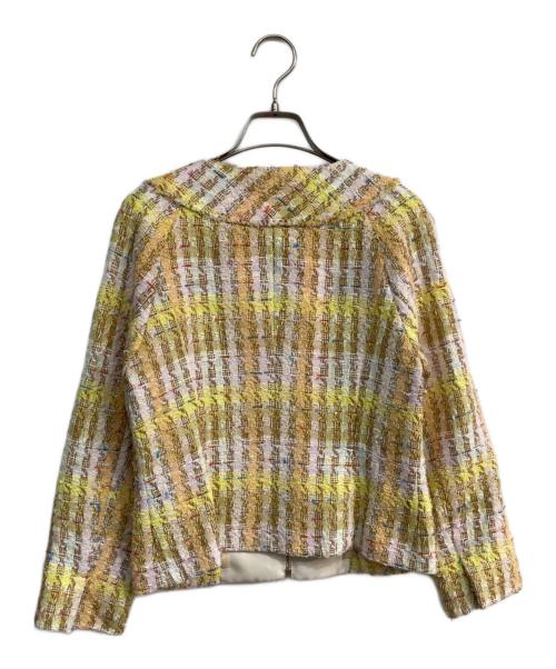 Maglie le cassetto（マーリエ ル カセット）Maglie le cassetto (マーリエ ル カセット) コットンキャンディーツイードジャケット　51-40141202 イエロー×オレンジ サイズ:7の古着・服飾アイテム