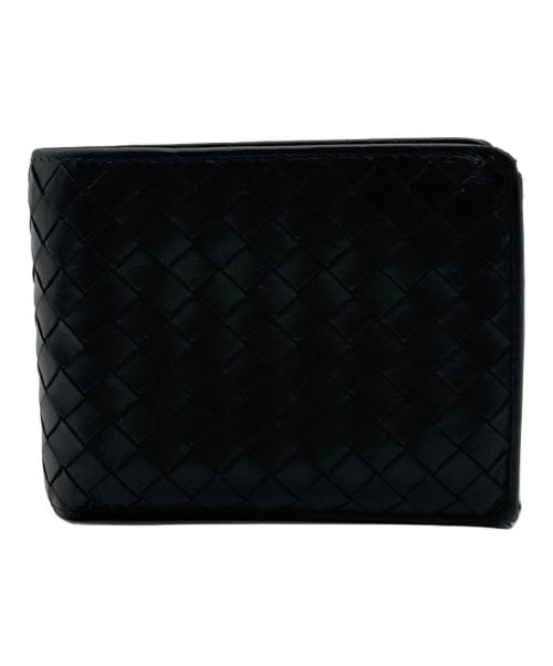 BOTTEGA VENETA（ボッテガベネタ）BOTTEGA VENETA (ボッテガベネタ) イントレチャート2つ折り財布 ブラックの古着・服飾アイテム