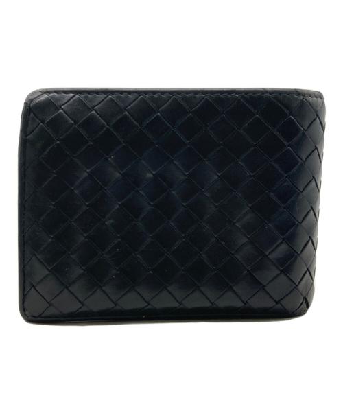BOTTEGA VENETA（ボッテガベネタ）BOTTEGA VENETA (ボッテガベネタ) イントレチャート2つ折り財布 ブラックの古着・服飾アイテム
